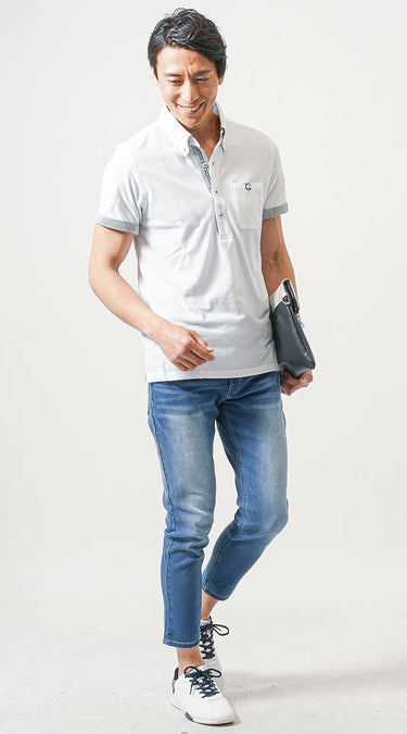 メンズのおすすめのポロシャツを着たコーデ例