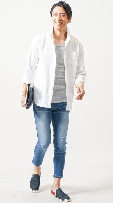 50代メンズにおすすめのおしゃれなジーンズ春ファッションの例