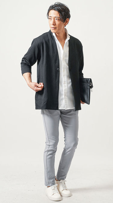 シャツの裾出しメンズコーデ例