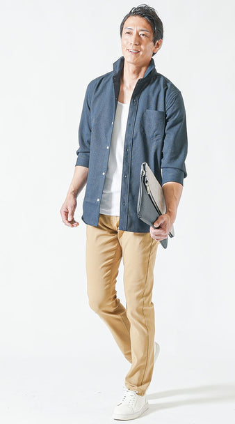 おすすめのメンズ立ち襟ポロシャツのコーデ例