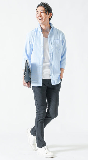 メンズにおすすめの羽織るシャツコーデ例