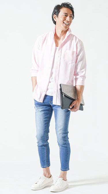 おすすめのメンズ立ち襟ポロシャツのコーデ例