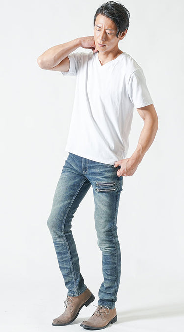 40代メンズにおすすめ、人気ブランドのデニムズボンコーデ例