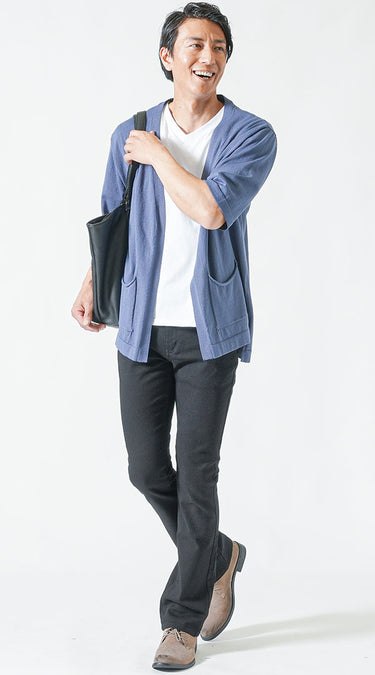 黒ブーツカットパンツ×ブーツのメンズコーデ