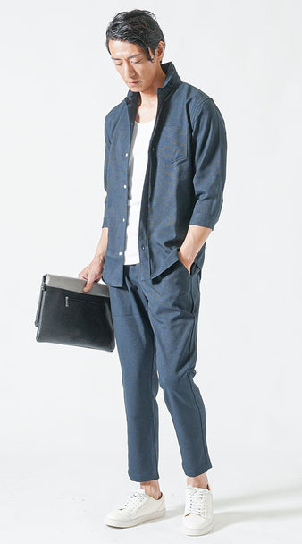 おすすめのメンズ立ち襟ポロシャツのコーデ例