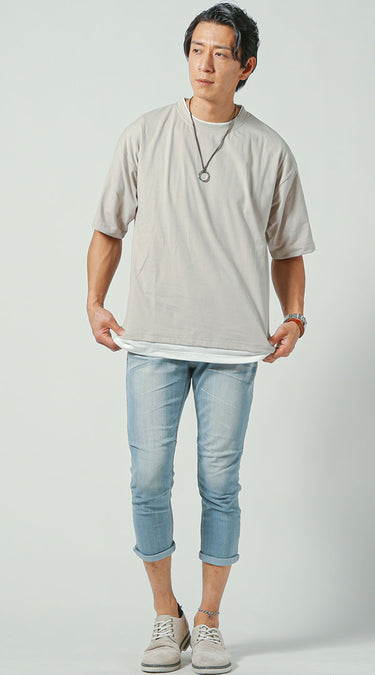 40代男性向けオーバーサイズTシャツのコーデ例
