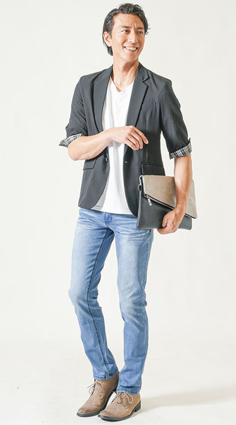 メンズにおすすめのジーンズ×ブーツのコーデ