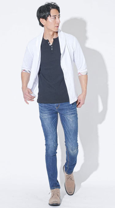 筋肉質・がたいがいい日本人体型の男性にふさわしい自然とカッコ良く見えるTシャツコーデ例
