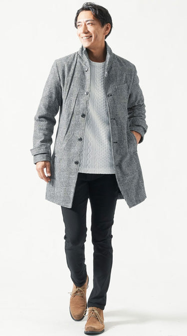 メンズにおすすめのダサいと言わせないチェック柄コートのコーデ例