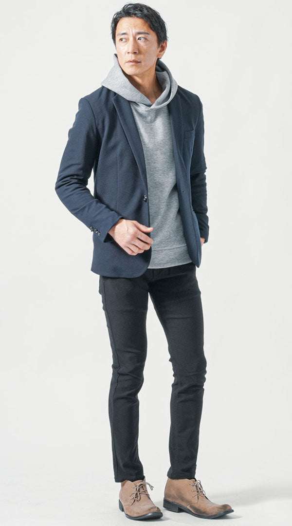 メンズにおすすめのきれいめジャケット×パーカーコーデ｜30代・40代向けカジュアルダウンスタイル