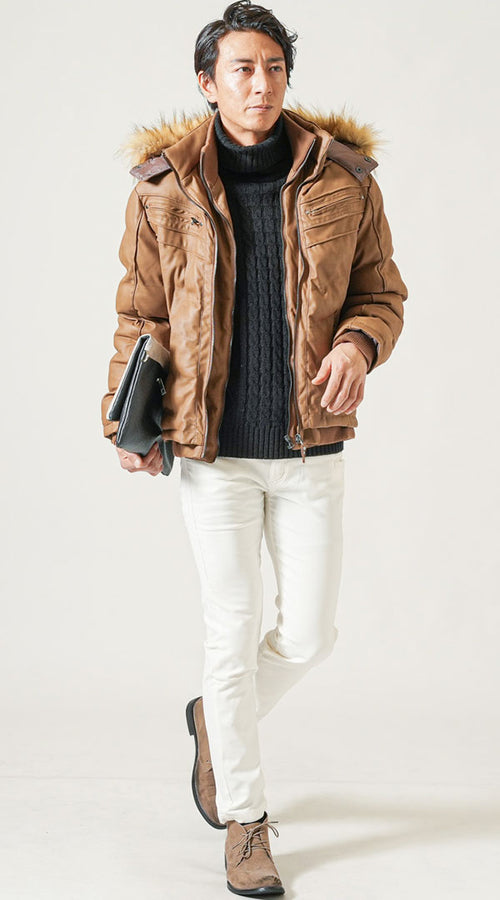 メンズにおすすめの黒ニットコーデ