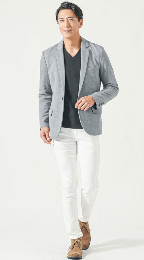 メンズにおすすめのテーラードジャケット×カットソーコーデ