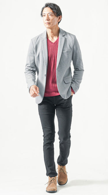 40代メンズにおすすめの黒ズボンに合う色のコーデ