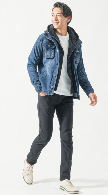 30代メンズにおすすめの黒ズボンに合う色のコーデ