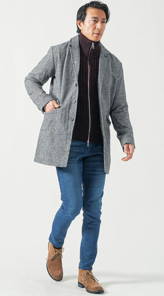 メンズにおすすめのジップアップニットコーデ
