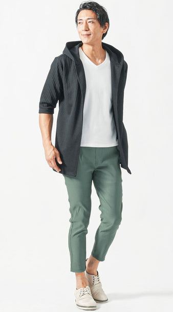 半袖パーカーコーディネート