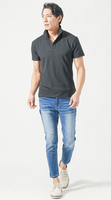 40代の男性にふさわしい自然とカッコよく見えるポロシャツコーデ例