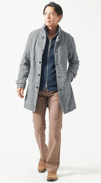 メンズにおすすめのスタンドカラーコートのコーデ例