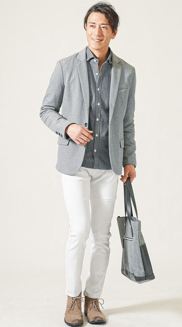 メンズにおすすめの白スキニーパンツのコーデ例