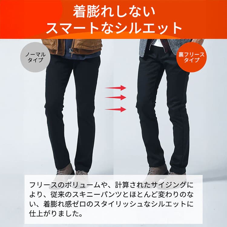 裏起毛・裏フリース素材のシルエット比較説明