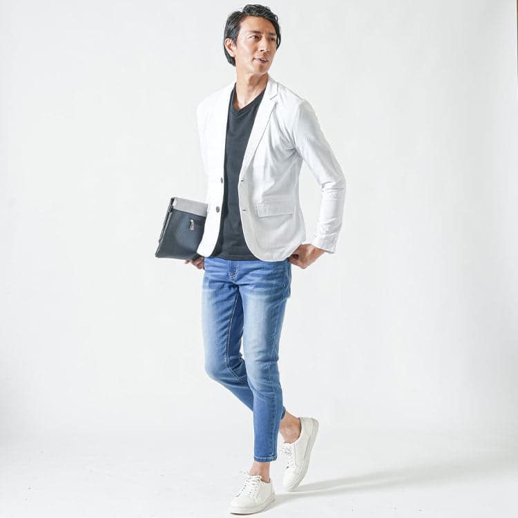 クールマックス素材鹿の子テーラードジャケット