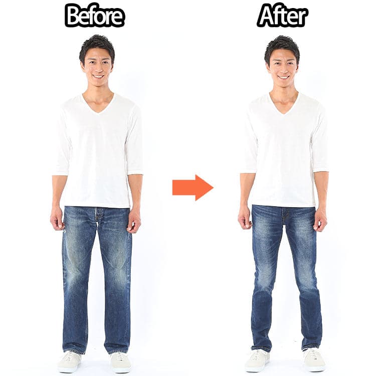 50代メンズのダサいジーンズファッションとシルエットがきれいなジーンズファッションの例