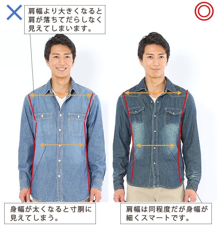 格好良く見えるデニムシャツの正しいサイズ感