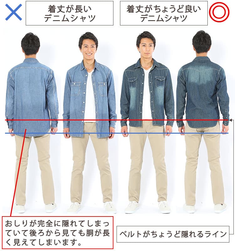 格好良く見えるデニムシャツの正しいサイズ感