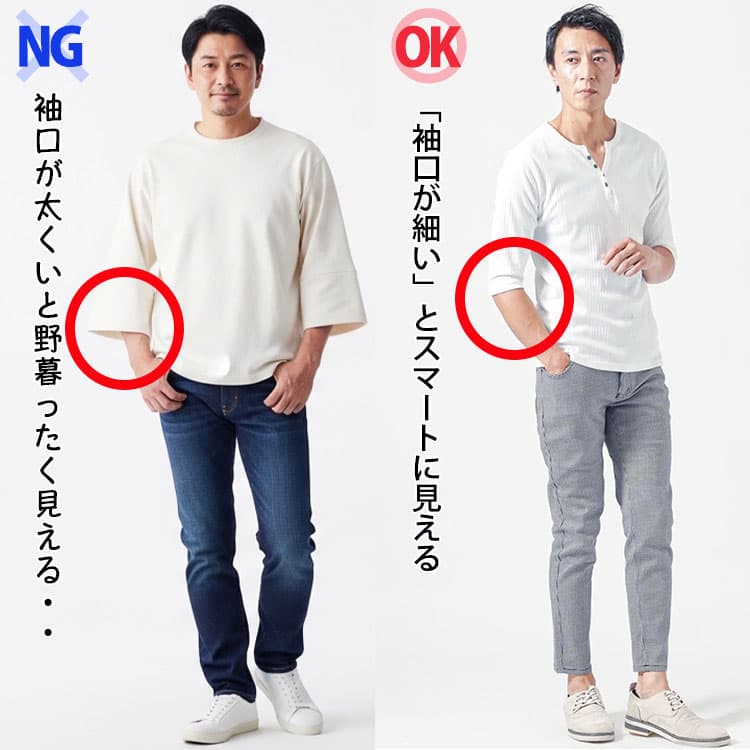 袖口の太さによる見え方の違い