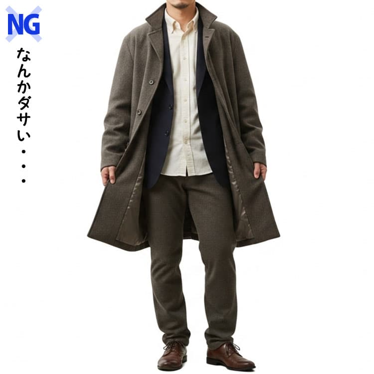 ダサいスタンドカラーコート