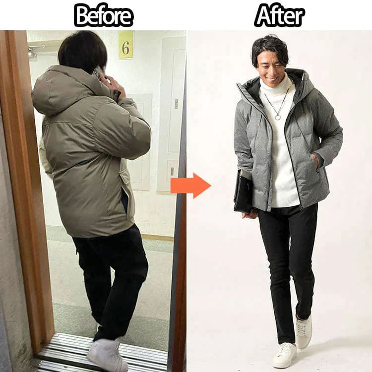 左はダボっとしたパンツの例、右はきれいめシルエットのパンツの例