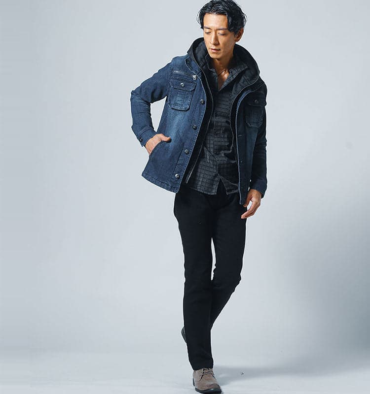 ウインドウペンチェック柄シャツのコーディネート画像