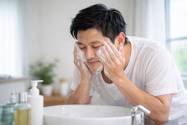 洗顔している様子