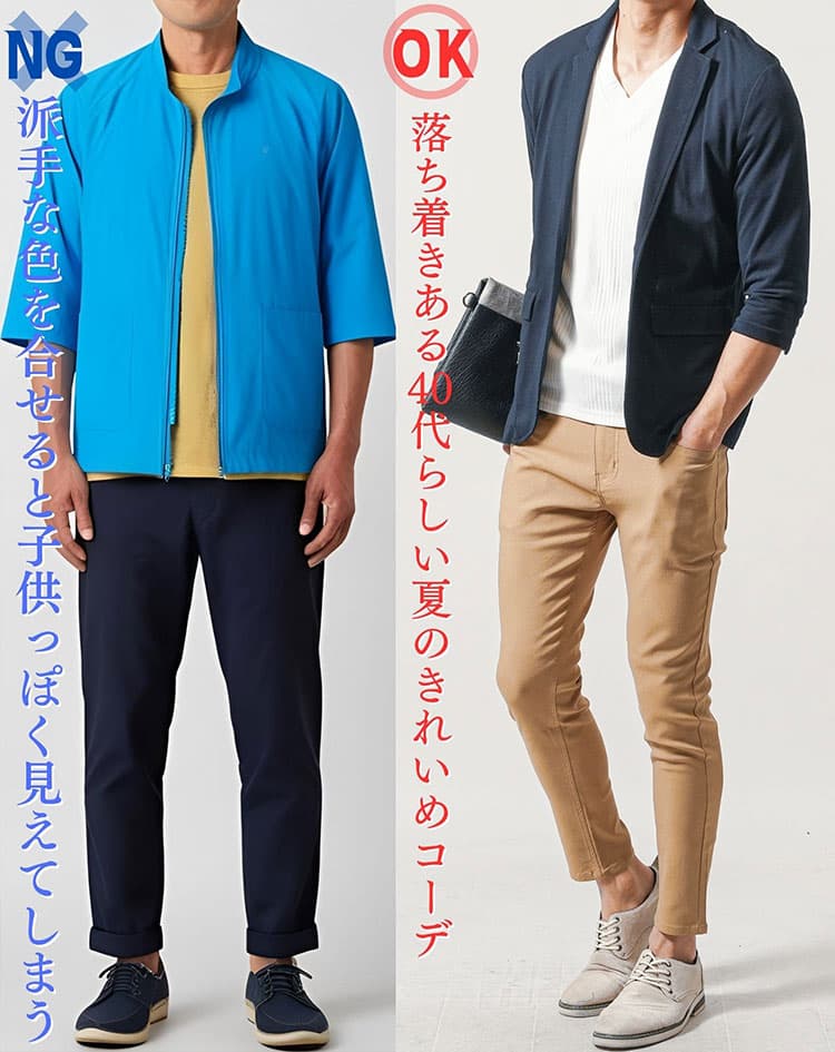 派手な色合いを合わせてしまうと子供っぽく見えてしまう