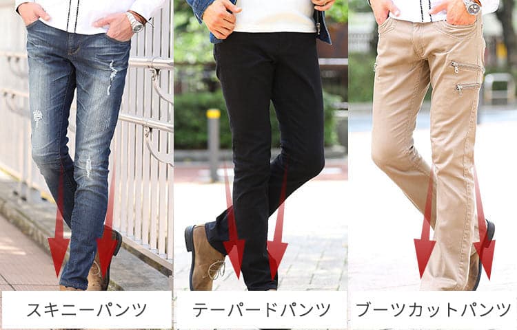 メンズ細身パンツの主な種類