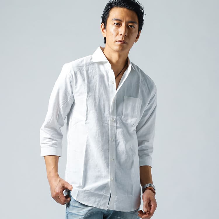 メンズのおしゃれな七分袖シャツコーディネート例