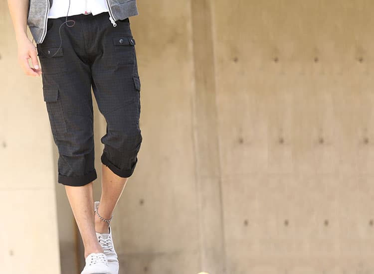 うっすら千鳥格子ストレッチ9ポケットクロップドパンツ