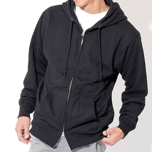 メンズにおすすめのジップアップ黒パーカーのイメージ画像