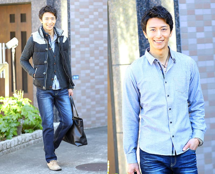 防寒シャツメンズの着こなし