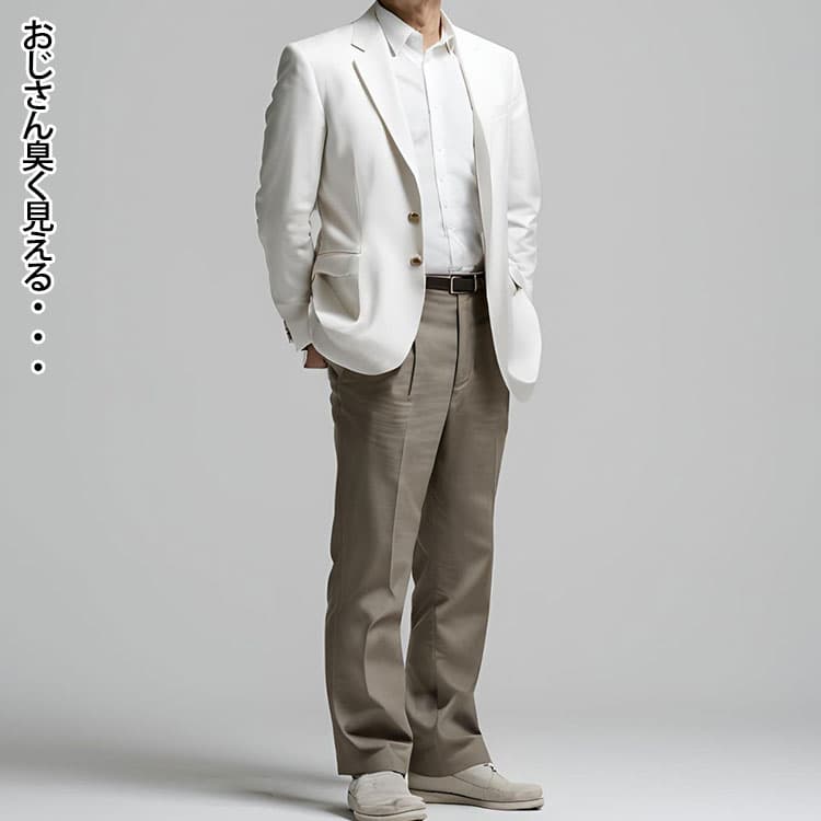 50代メンズのダサい白シャツのコーデ