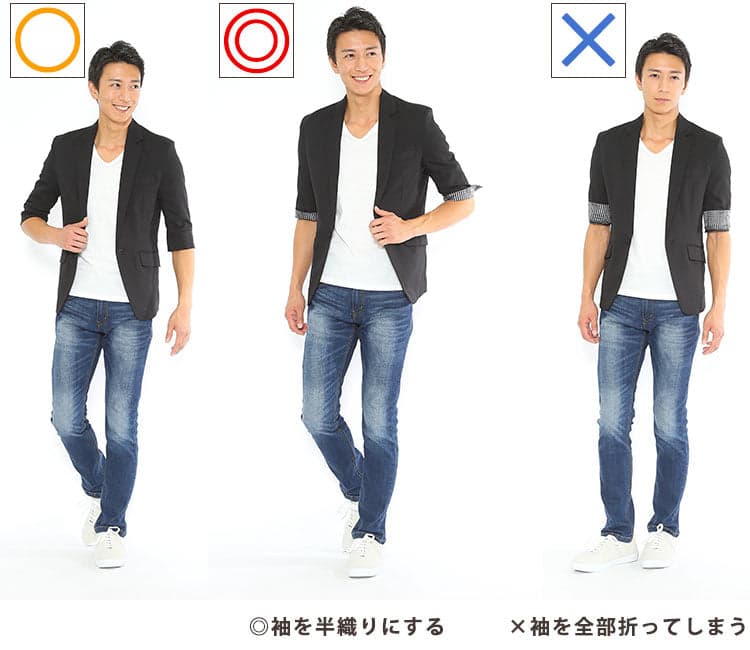七分袖ジャケットの袖裏デザインの比較