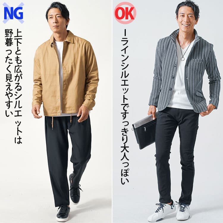 全体のシルエットの違いによる比較
