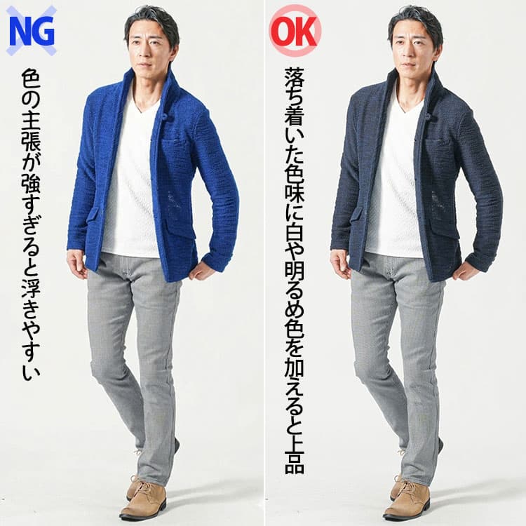 服の色の強さによる見え方の違い
