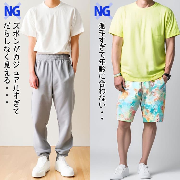 50代に合わないTシャツコーデのNG例
