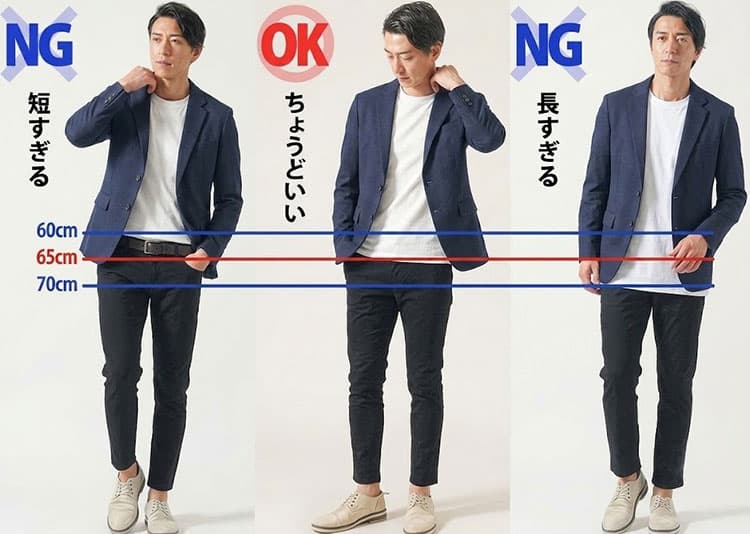 着丈が短すぎる・ちょうどいい・長すぎるTシャツの比較