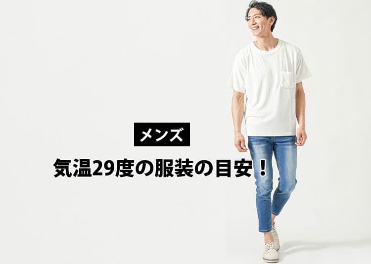 メンズの【気温29度】の服装の目安/最高気温/最低気温