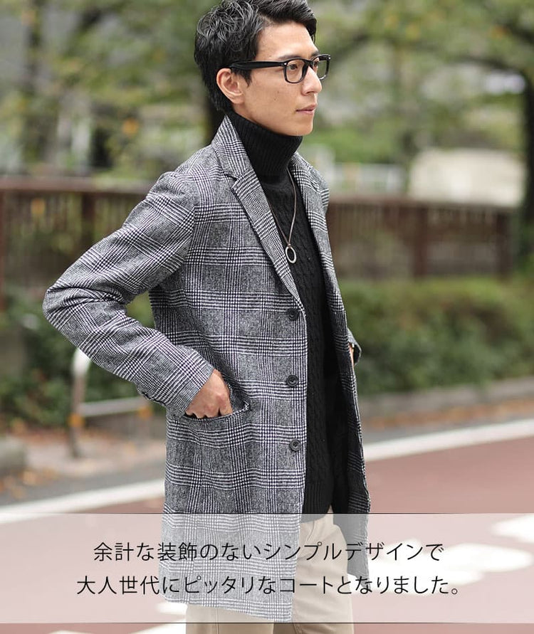 セミロングウール素材メルトンチェスターコート