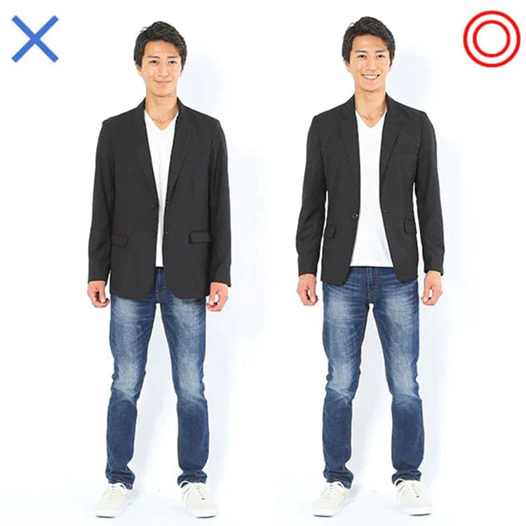 30代のダボついてだらしなく見えるファッションときれいめなメンズファッションの比較