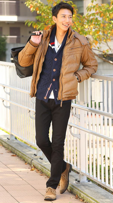 冬 カーディガン 着こなし