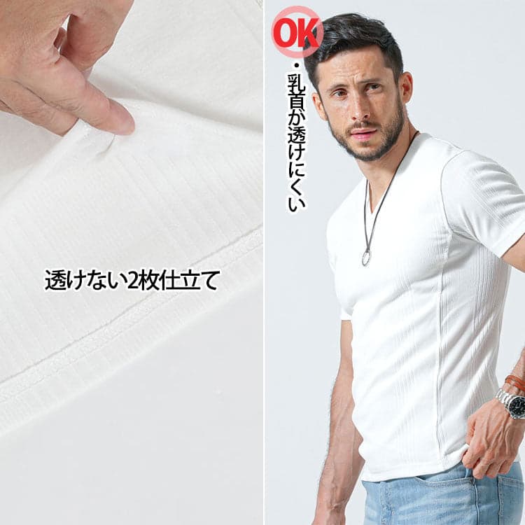 透けないTシャツの生地と透けないTシャツの着用イメージ